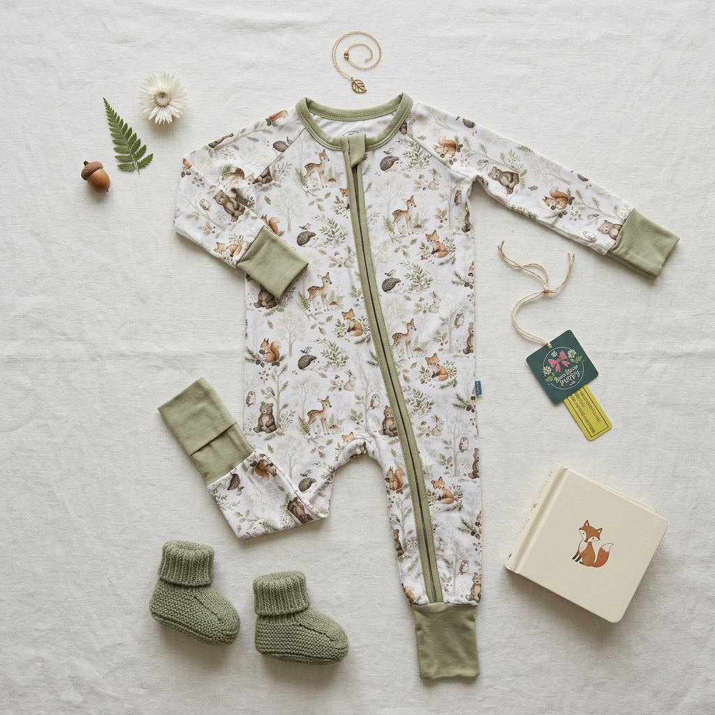 Woodland theme bamboo zippie