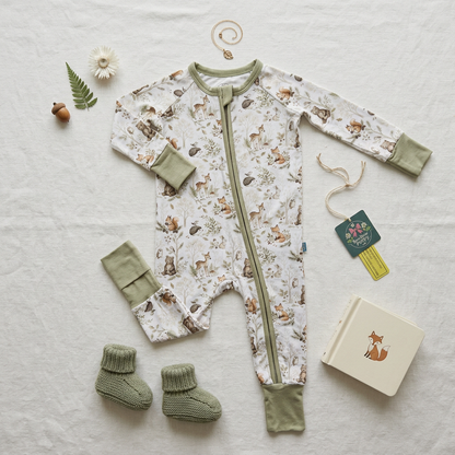 Woodland theme bamboo zippie