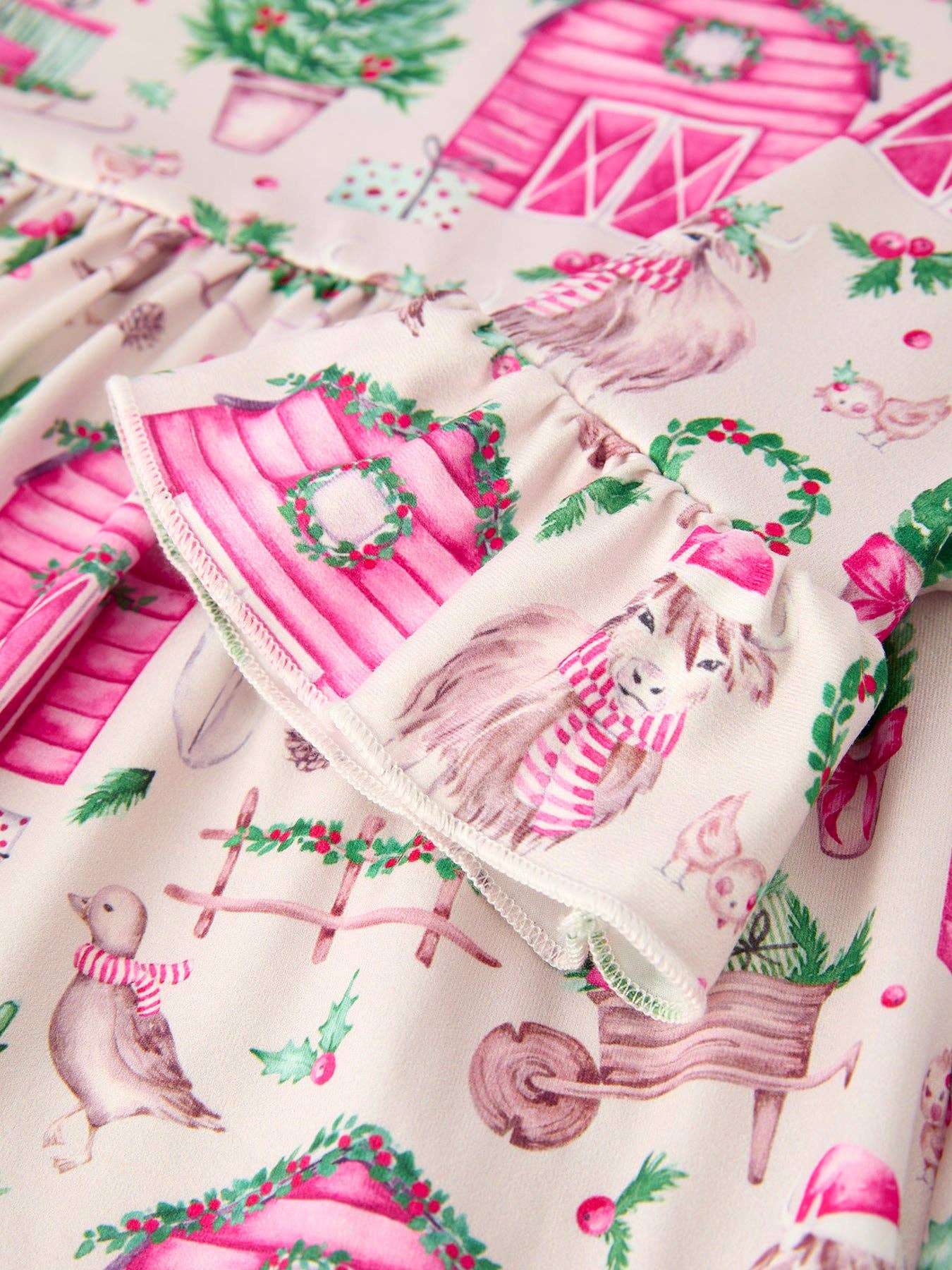 Pink Farmhouse Theme Girl Set: Christmas Spirit Outfit