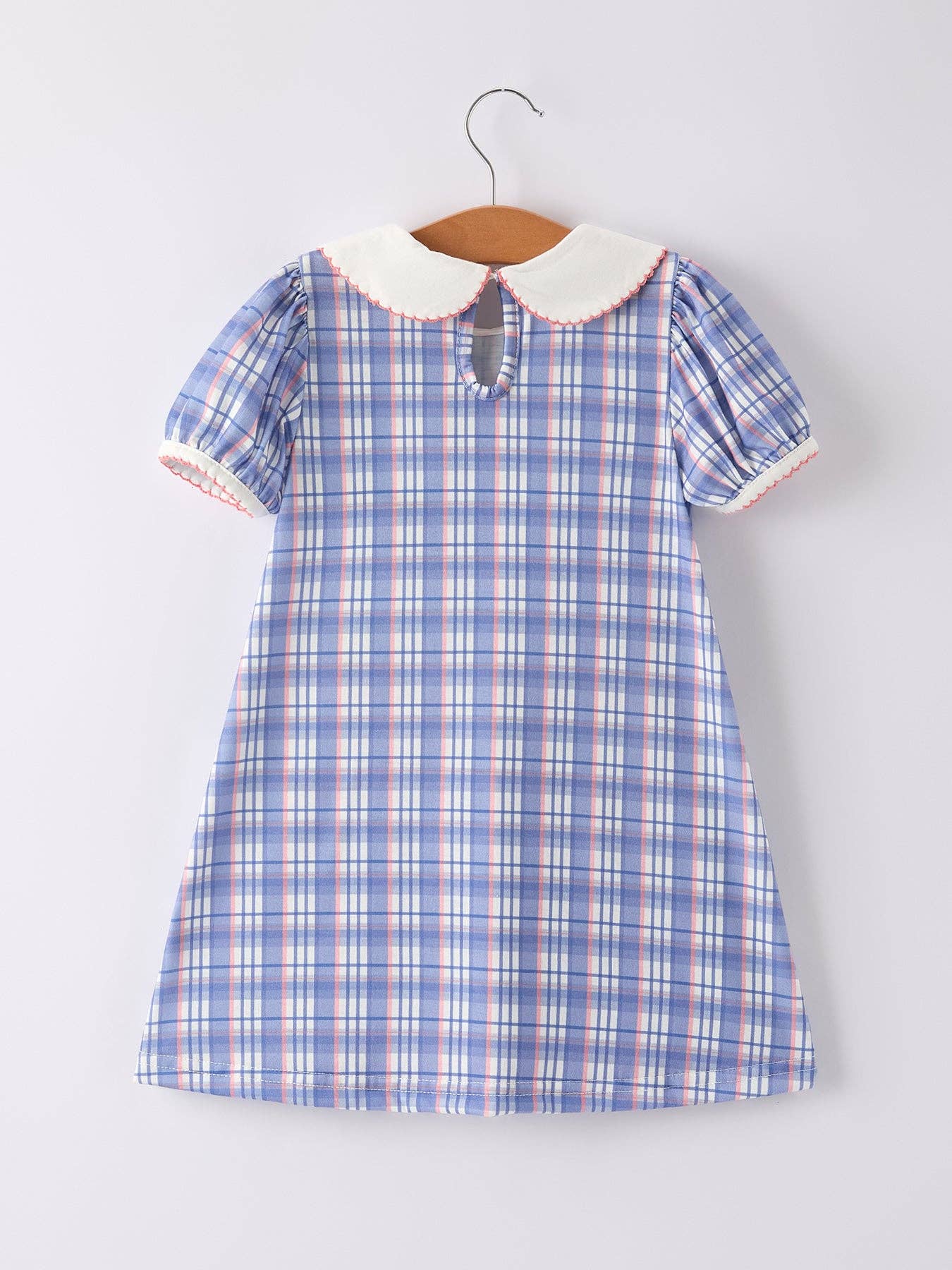 BACK TO SCHOOL Pocket Applique Check Girls Dress