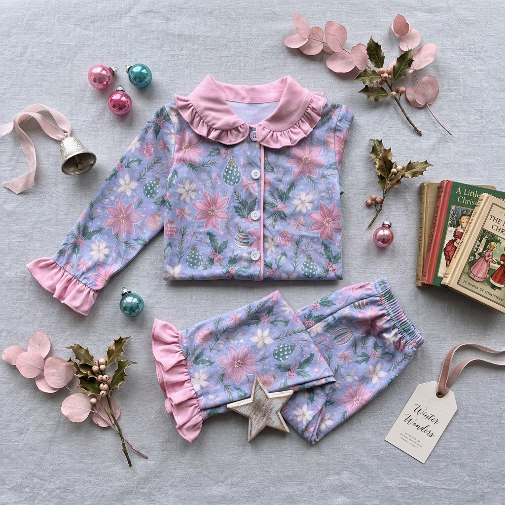 Christmas ornament and floral pajama set