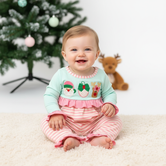 Pastel strip Christmas romper