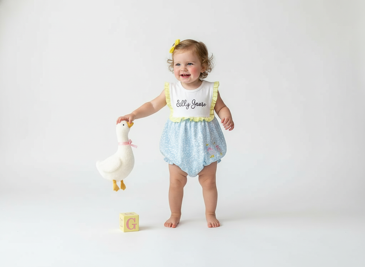 Silly Goose embroidered bubble romper