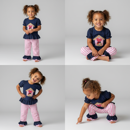 valentine doghouse ruffle pant set