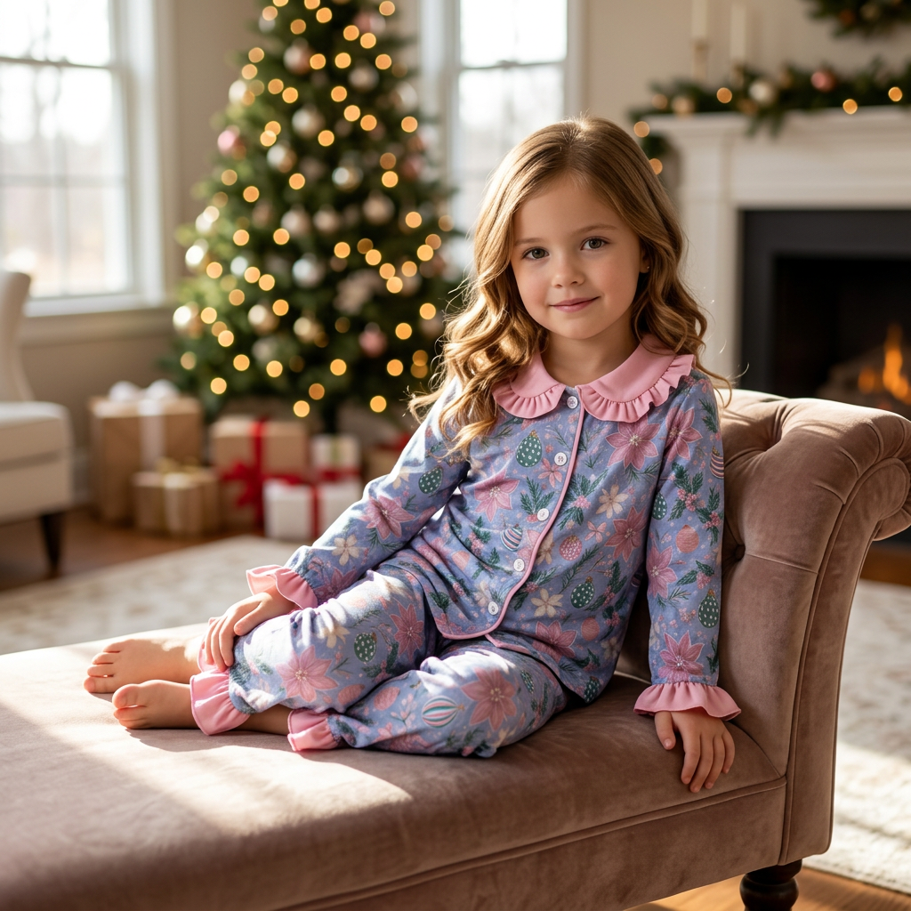 Christmas ornament and floral pajama set