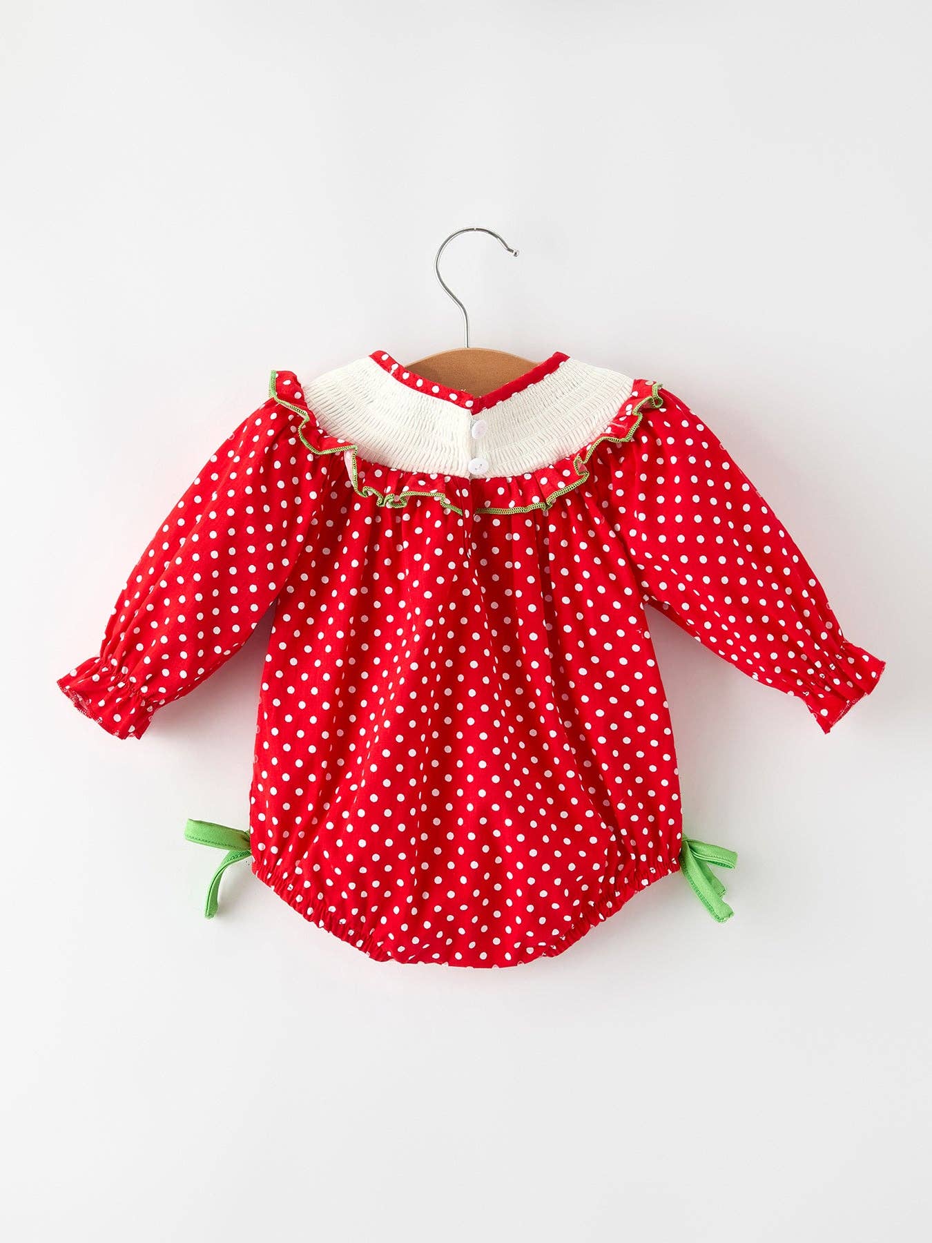 Christmas Cheer: Red Holiday Baby Girls Romper with Cute Embroidery