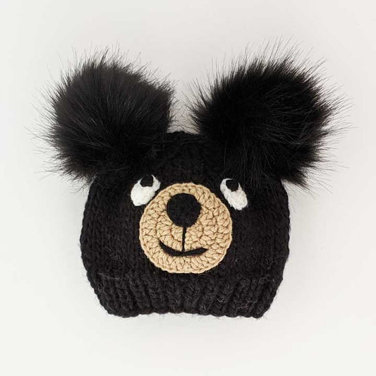 Black Bear Knit Beanie Hat Baby & Kids