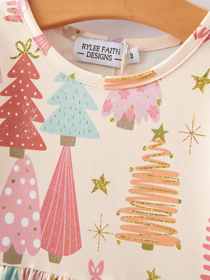Christmas Tree Print Girls Dress