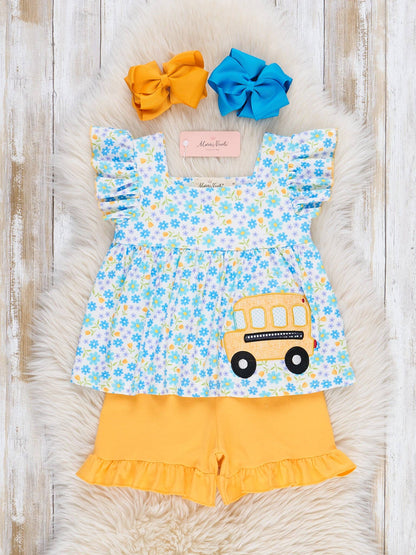 Floral Embroidered Bus Route Ruffle Outfit