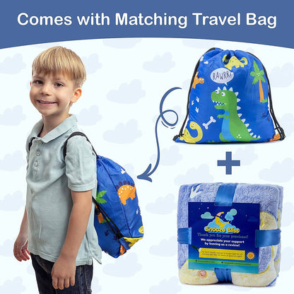 Glow in The Dark Dinosaur Blanket - Premium Soft Blue Fleece