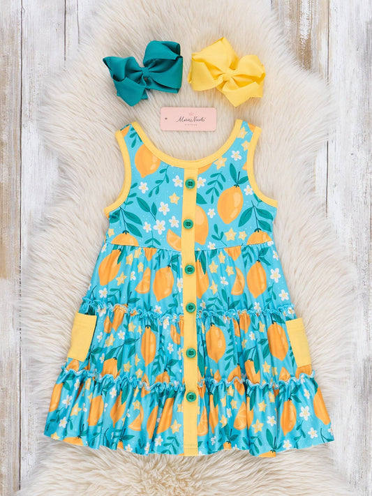 Lemon Slices Tiered Ruffle Dress