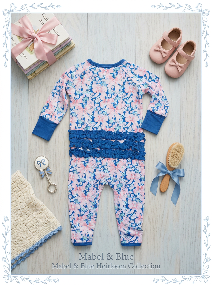 Preppy flower bamboo ruffle zippie