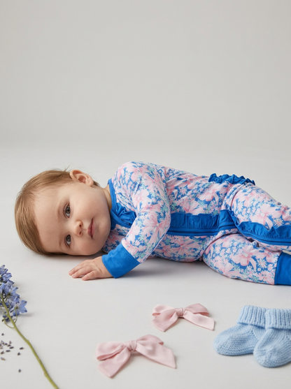 Preppy flower bamboo ruffle zippie