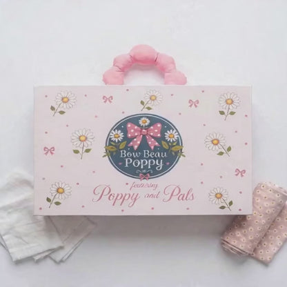 Matching girl and baby doll pajama set with adorable gift box with handle