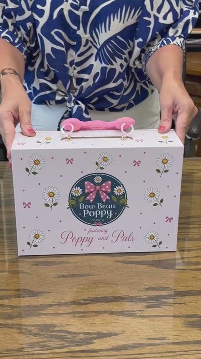 Poppy & Pals Matching girl and baby doll pajama set with case