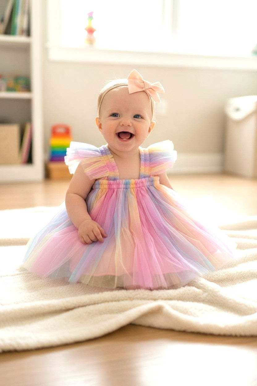 Rainbow Butterfly Tulle Dress