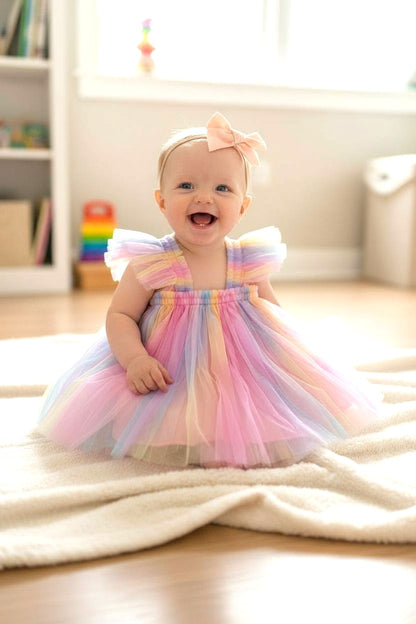 Rainbow Butterfly Tulle Dress
