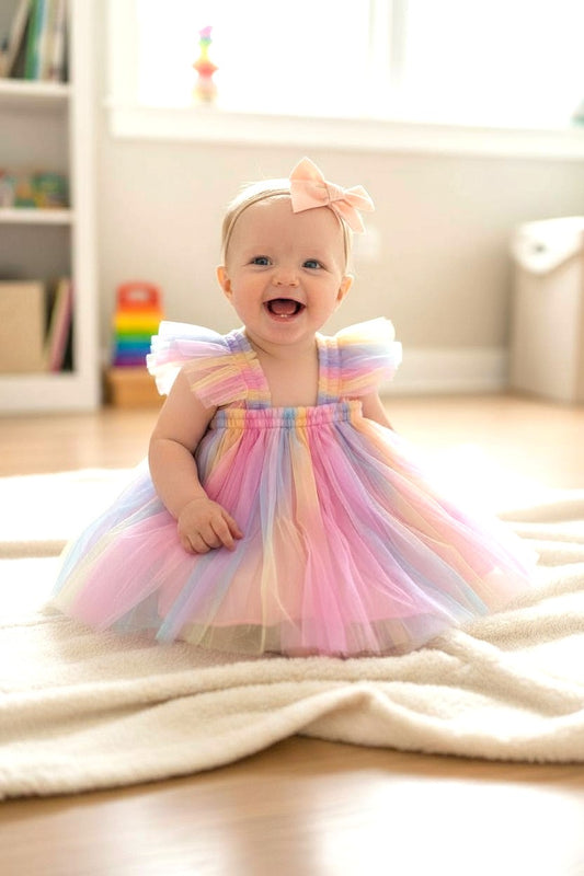 Rainbow Butterfly Tulle Dress